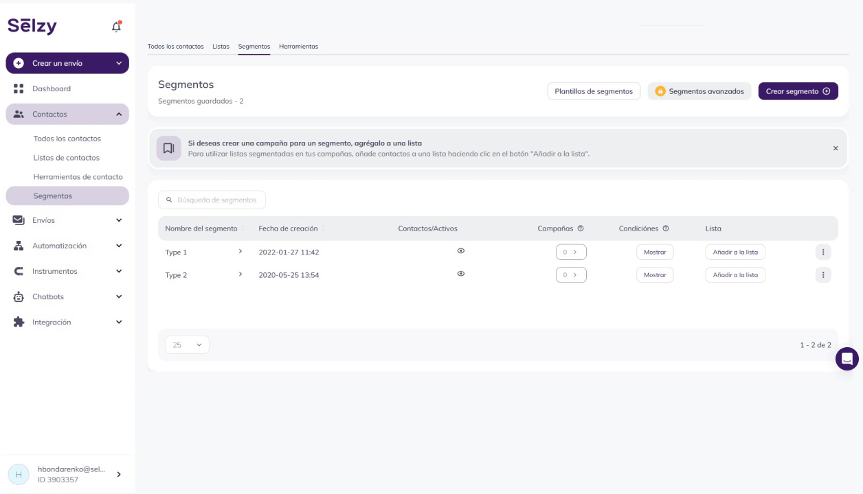 Segmentación de emails es fácil con Selzy